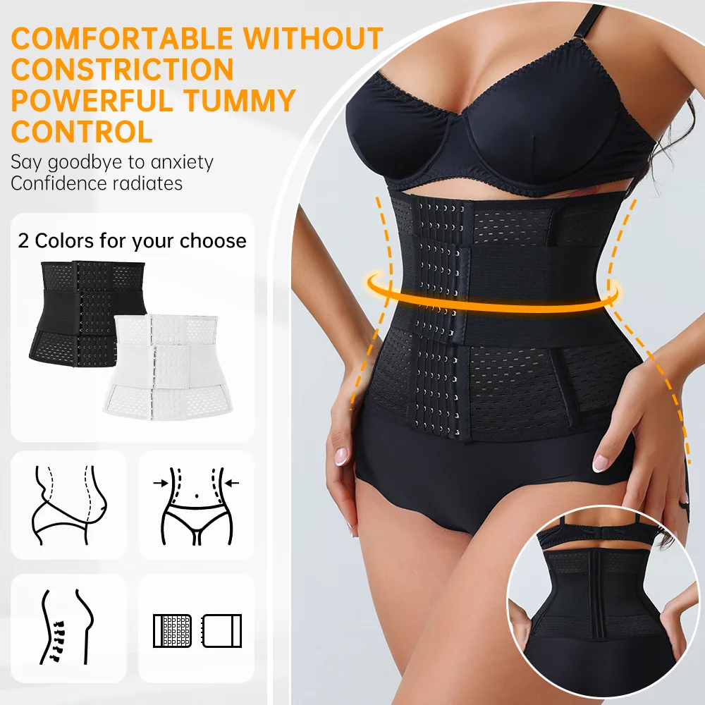 New Adjustable Waist Trainer for Women Double Belts Neoprene Corset with Zipper Workout Cincher for Tummy Control & Back Support - Image 3