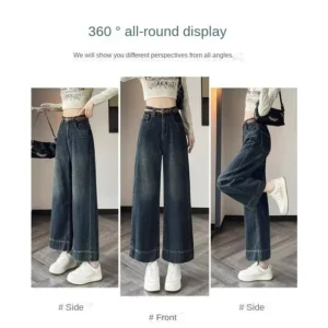 High Waist Womens Jeans Wide Leg Comfortable Droopy Fall Retro Loose Harajuku American Street Fashion Denim Pants Straight