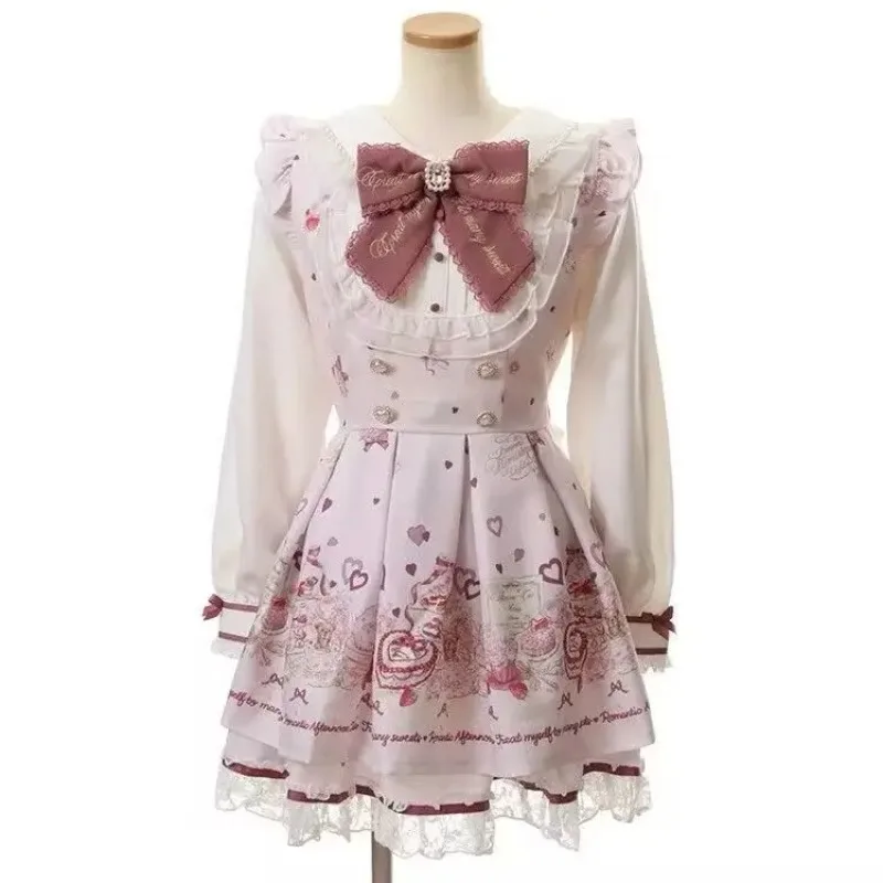 Japanese Gothic Lolita Dress Set Women Harajuku Y2k Bow Lace Ruffles Collar Mini Dresses Female Elegant Party Cute Dress - Image 23