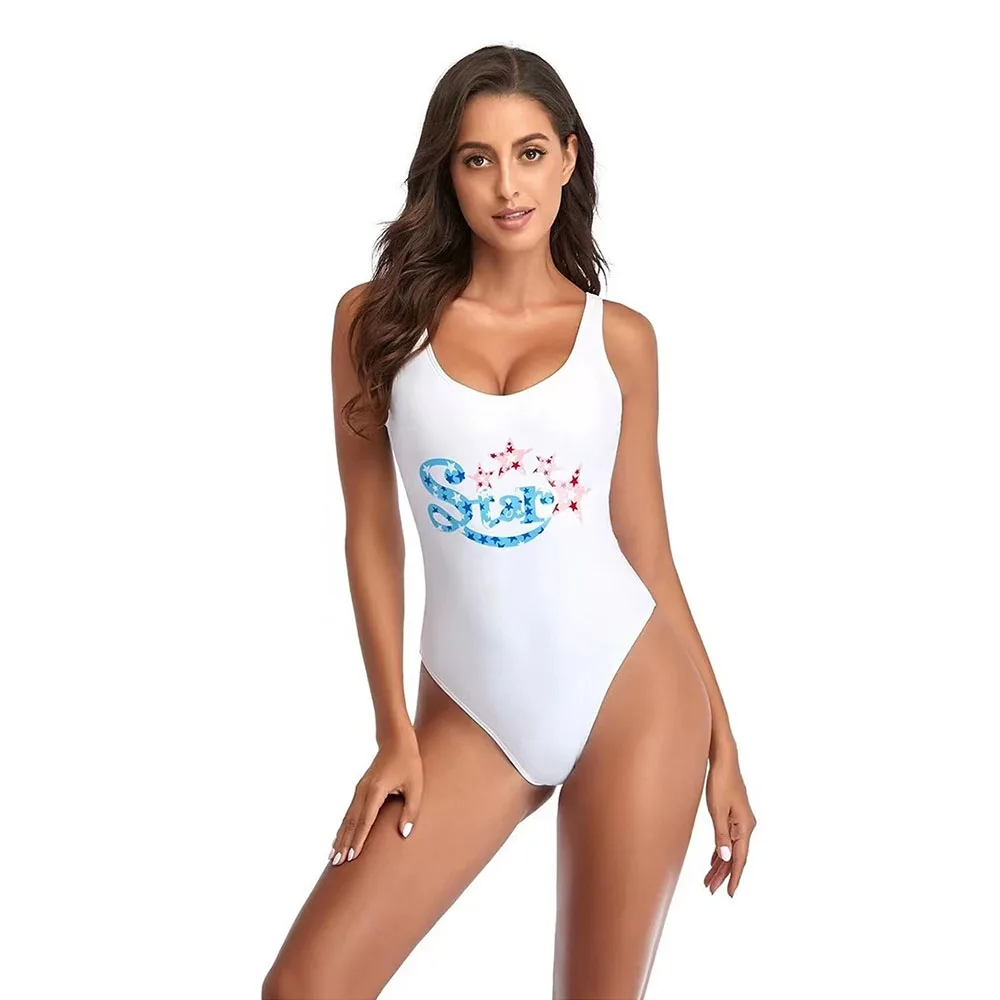 Women's Retro Scoop Neck Padded One Piece Swimsuits High Cut Low Back Bathing Suits Swimwear Bodysuit - Image 10