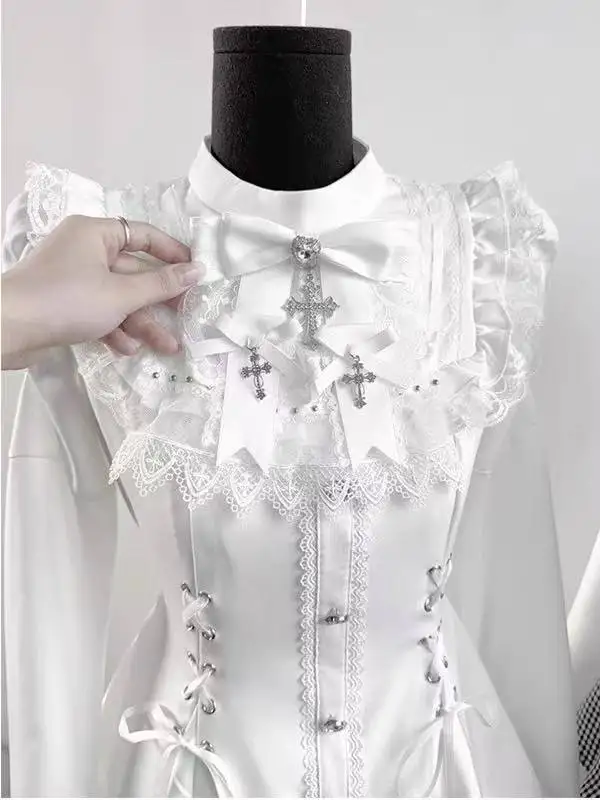 Japanese Gothic Lolita Dress Set Women Harajuku Y2k Bow Lace Ruffles Collar Mini Dresses Female Elegant Party Cute Dress - Image 3