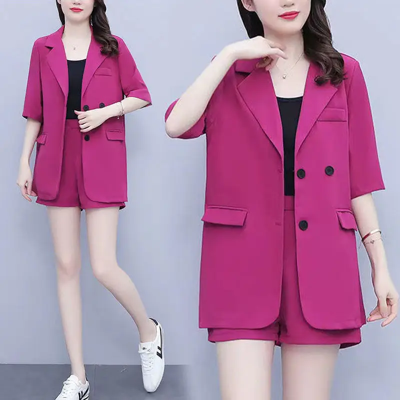 2026 Summer New Casual Blazer Shorts Two-piece Women's Fashion Business Wear Korean Elegant Suit Top Pants Set Female Clothing - Image 7