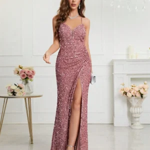 Unithorse Split Thigh Sequin Cami Women Dress