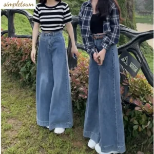 Wide leg jeans 2024 spring new Korean version commuting high waisted slim fit design floor dragging wide leg pants