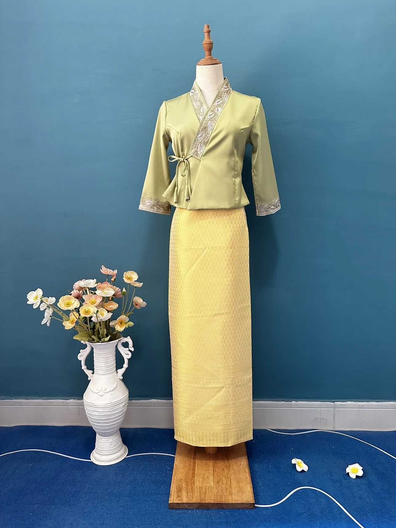 2025 Summer Traditional Dai Ethnic Thai Clothes Women's Blouse and Long Skirt Set for Daily Wear Traditional Vietnamese Dress - Image 17