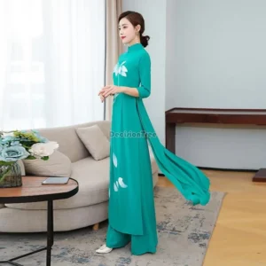 2026 classical lotus printing aodai qipao set chinese style literature art temperament zen garment graceful fairy dance qipao