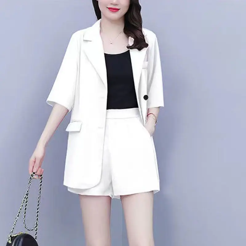 2026 Summer New Casual Blazer Shorts Two-piece Women's Fashion Business Wear Korean Elegant Suit Top Pants Set Female Clothing - Image 6