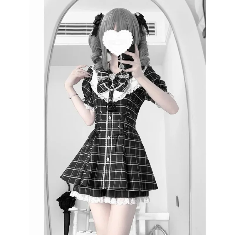 Japanese Gothic Lolita Dress Set Women Harajuku Y2k Bow Lace Ruffles Collar Mini Dresses Female Elegant Party Cute Dress - Image 20