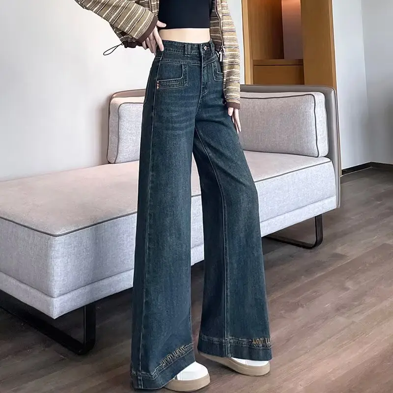 Womens Pants Jeans Retro Bootcut High Waist Comfortable Tummy Control Slimming Straight Leg Casual Trousers - Image 4