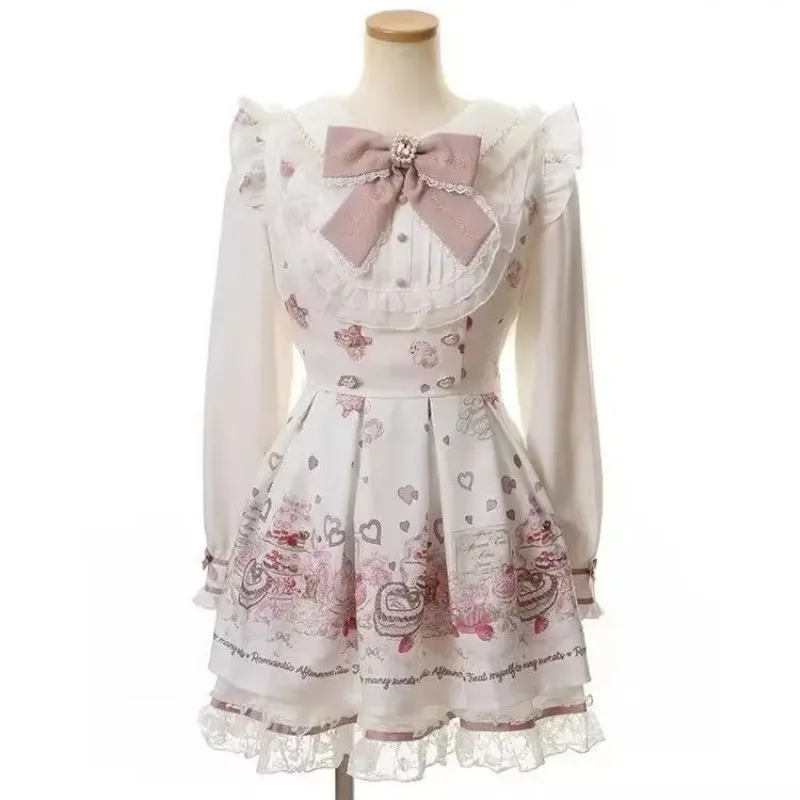 Japanese Gothic Lolita Dress Set Women Harajuku Y2k Bow Lace Ruffles Collar Mini Dresses Female Elegant Party Cute Dress - Image 15
