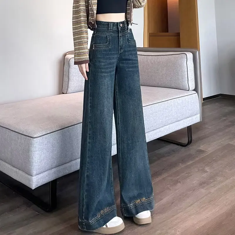 Womens Pants Jeans Retro Bootcut High Waist Comfortable Tummy Control Slimming Straight Leg Casual Trousers - Image 2