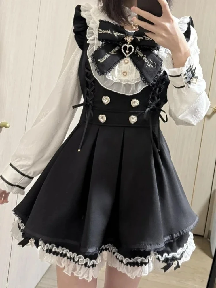 Japanese Gothic Lolita Dress Set Women Harajuku Y2k Bow Lace Ruffles Collar Mini Dresses Female Elegant Party Cute Dress - Image 11