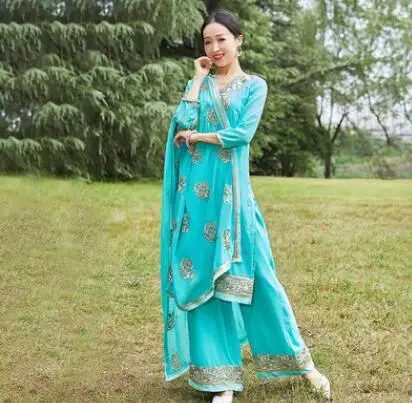 India Pakistan Punjabi Dupattas Daily Suits Woman Blouse Pants Scarf Kurtas Saree Top Katak Sets Women Dress Set - Image 8