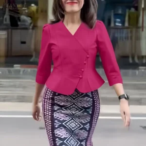 ZANZEA Elegant Satin Shirts Women Fashion V-Neck Asymmetrical Placket 3/4 Sleeve Fitted Waist Solid Tops Woman Clothes New In