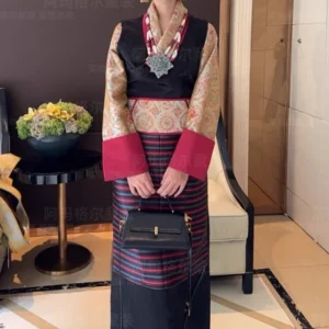 Chinese Patchwork Sleeve Dress Women's Retro Xizang Dress Bola Dress