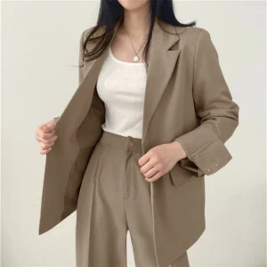 2026 Spring New Women's Clothing Suit Jacket Casual Pants Set Wide Leg Suit Pants Elegant Office Lady Business Suit Set Blazers