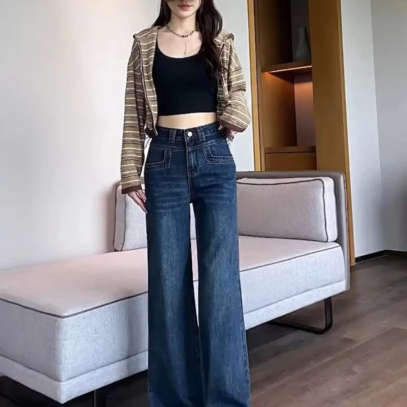 Womens Pants Jeans Retro Bootcut High Waist Comfortable Tummy Control Slimming Straight Leg Casual Trousers - Image 6