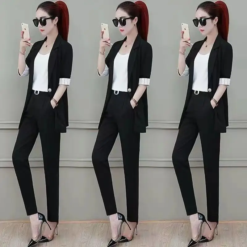 Women's Suit 2023 New Spring/Summer Small Suit Outerwear Three Piece Suit Outerwear Work Wear Fashion Temperament Work Wear - Image 6