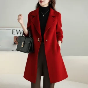 Autumn Winter  2024 High-End Suit Collar Loose Women Woolen Jacket Loose Temperament Senior Sense Casual Ladies Overcoat