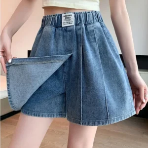 Denim Shorts Culottes Women's Summer Thin A-line Wide Leg Loose Tight High Waist Slim Plus Fat Oversized 110KG Short Skirt Pants