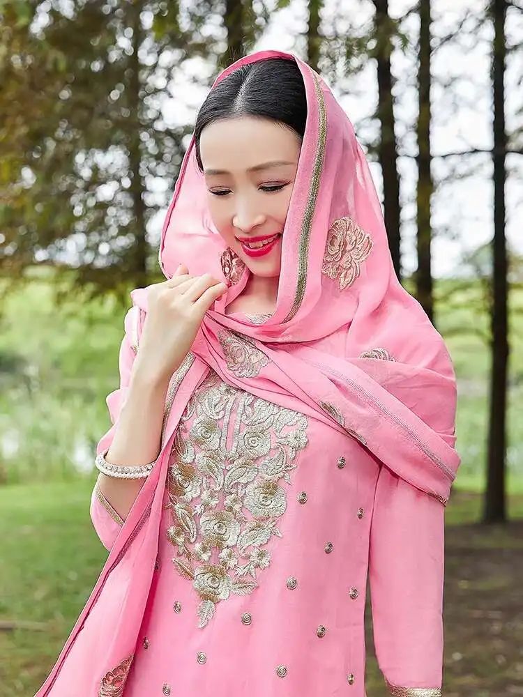 India Pakistan Punjabi Dupattas Daily Suits Woman Blouse Pants Scarf Kurtas Saree Top Katak Sets Women Dress Set - Image 5