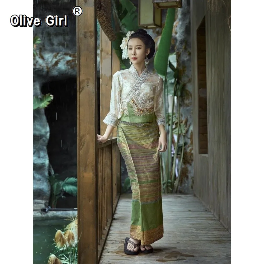 Thai Clothing Ethnic Style Elegant and Sweet Shirt Blouse Women's Clothing Travel Outfits Street Tube Skirts - Image 4