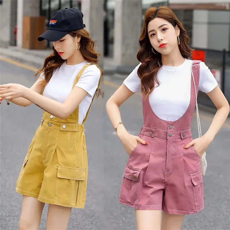 Korean Women High Waisted Backstraps Pants New Female Loose Fit Solid Color Versatile Rompers 2024 Summer Ladies Jumpsuit Shorts - Image 4