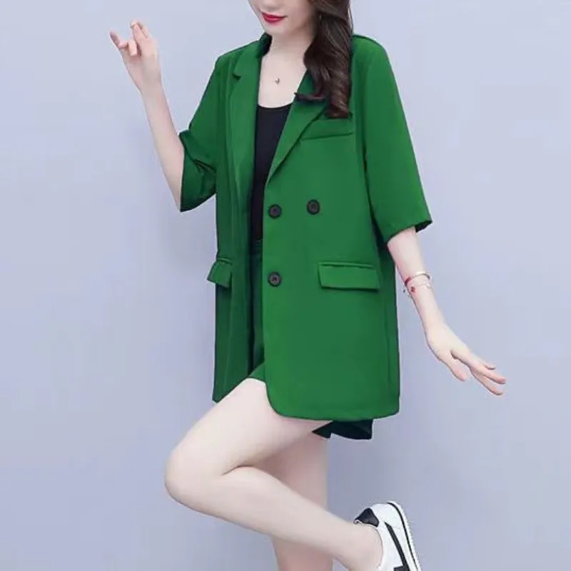 2026 Summer New Casual Blazer Shorts Two-piece Women's Fashion Business Wear Korean Elegant Suit Top Pants Set Female Clothing - Image 3