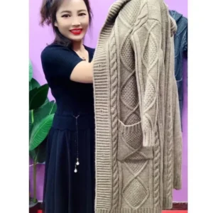 Thickened Large Knitted Hat Women's Spring Autumn Cardigan Outerwear Spring Autumn Top Coat Casual Comfortable Knitwear