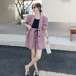 Women's New Style Advanced Sense Thin Fashion Solid Color Two-piece Suit 2024 Casual Fried Street Professional Temperament Suit