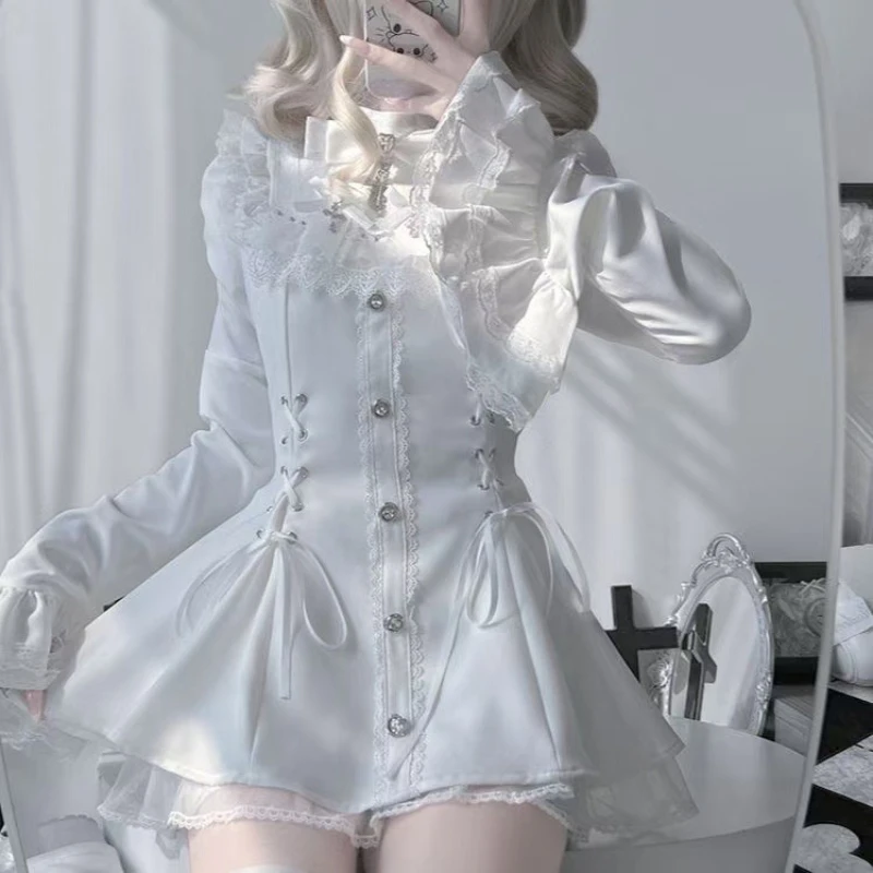 Japanese Gothic Lolita Dress Set Women Harajuku Y2k Bow Lace Ruffles Collar Mini Dresses Female Elegant Party Cute Dress - Image 2