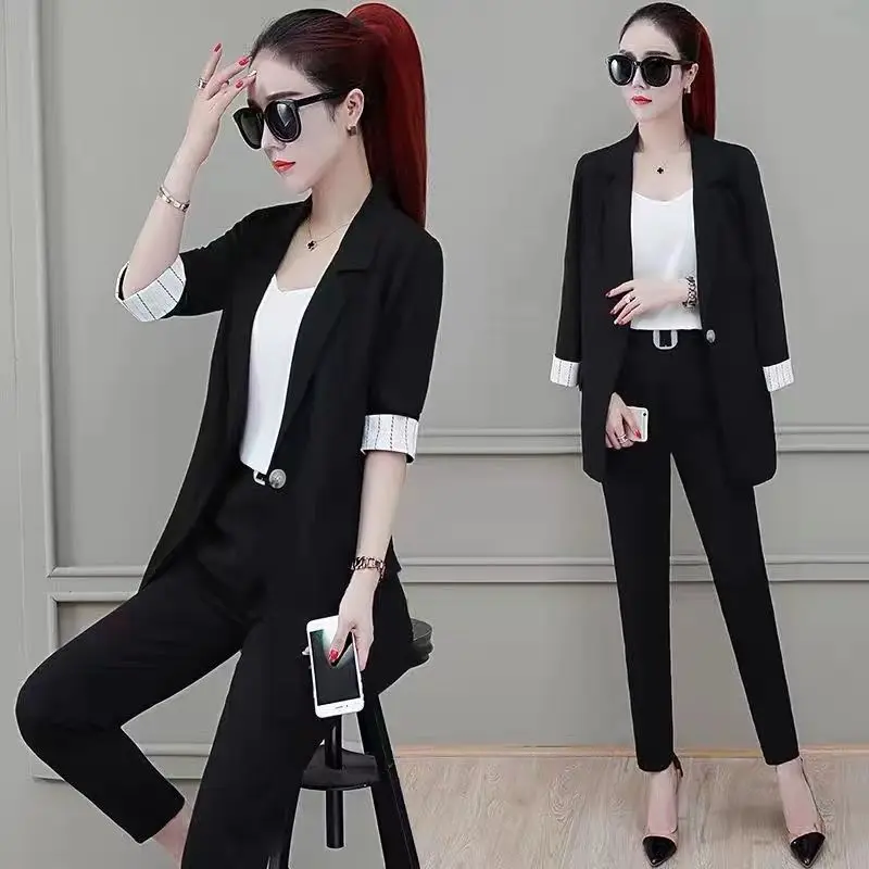 Women's Suit 2023 New Spring/Summer Small Suit Outerwear Three Piece Suit Outerwear Work Wear Fashion Temperament Work Wear - Image 3