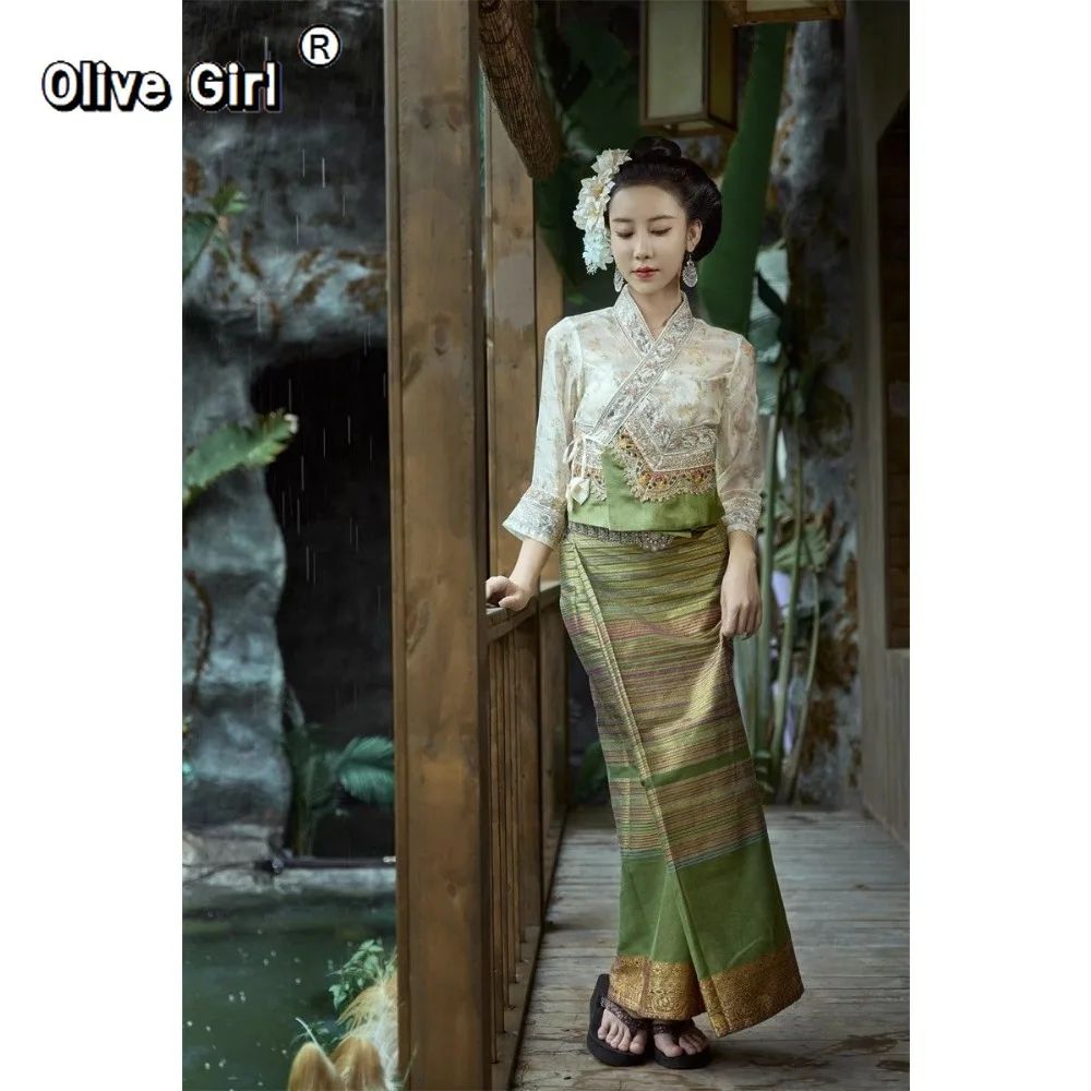 Thai Clothing Ethnic Style Elegant and Sweet Shirt Blouse Women's Clothing Travel Outfits Street Tube Skirts - Image 2