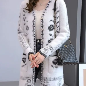 Autumn Winter Sweater Jacket Women's New Fashion Print Buttons Knitwear Cardigan Women Casual Ladies Sweater Jackets ZY7227