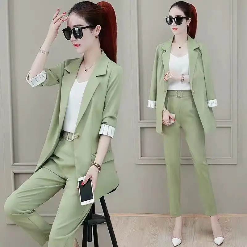 Women's Suit 2023 New Spring/Summer Small Suit Outerwear Three Piece Suit Outerwear Work Wear Fashion Temperament Work Wear - Image 2
