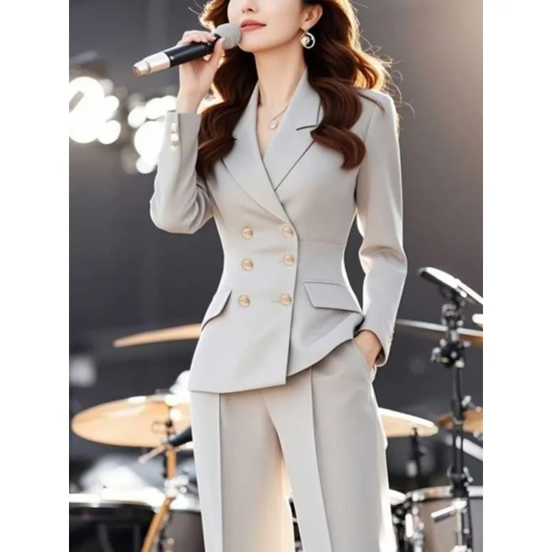 Ladylike Small Fraance Sle Suit Set High End Spring Autumn Women's Coat And Pants Ensemble Faionable Long Sv... - Image 2