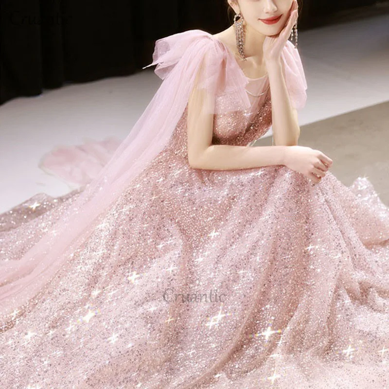 Luxury Tulle A-Line Evening Dresses Elegant Spaghetti Strap With Bow Night Cocktail Dress Sexy V-Neck Sequined Party Dresses - Image 3