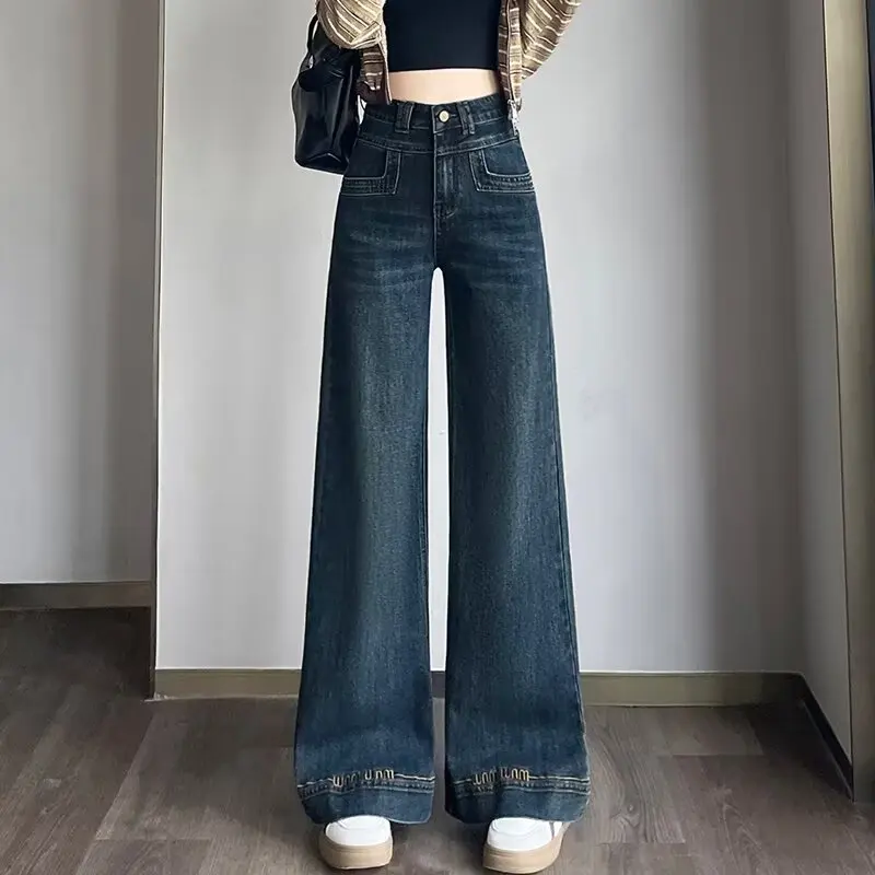 Womens Pants Jeans Retro Bootcut High Waist Comfortable Tummy Control Slimming Straight Leg Casual Trousers - Image 3