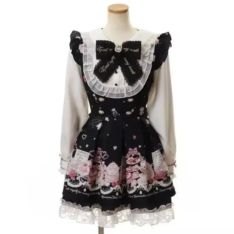 Japanese Gothic Lolita Dress Set Women Harajuku Y2k Bow Lace Ruffles Collar Mini Dresses Female Elegant Party Cute Dress - Image 18