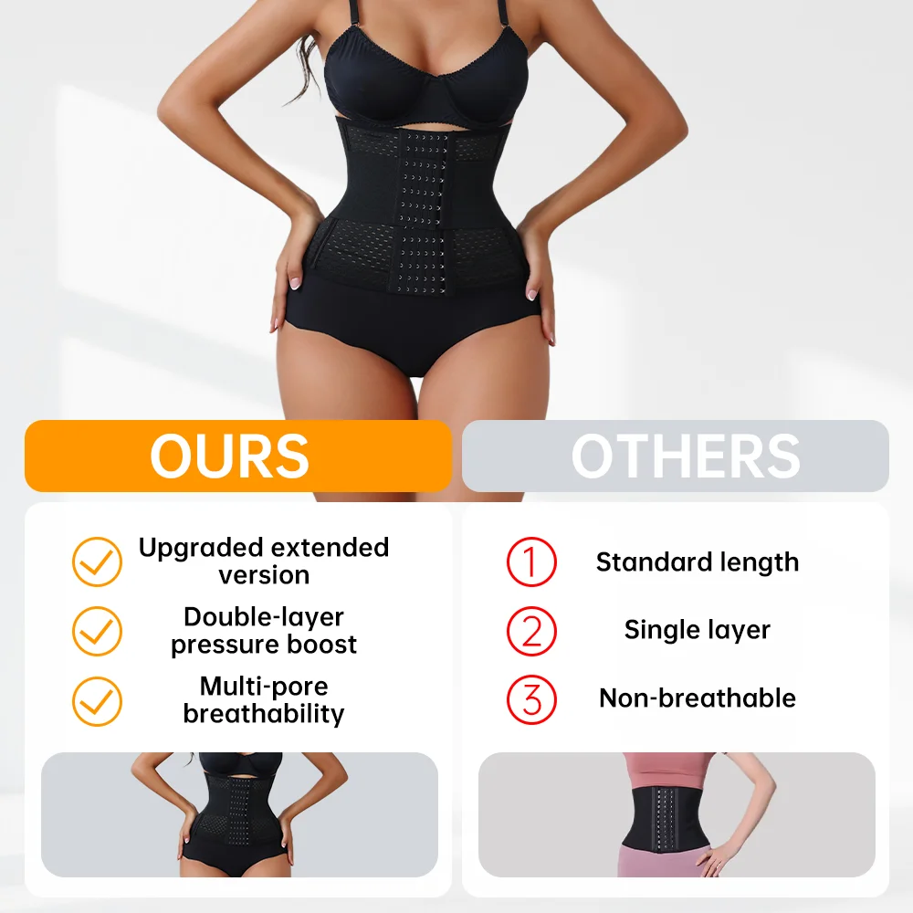 New Adjustable Waist Trainer for Women Double Belts Neoprene Corset with Zipper Workout Cincher for Tummy Control & Back Support - Image 4