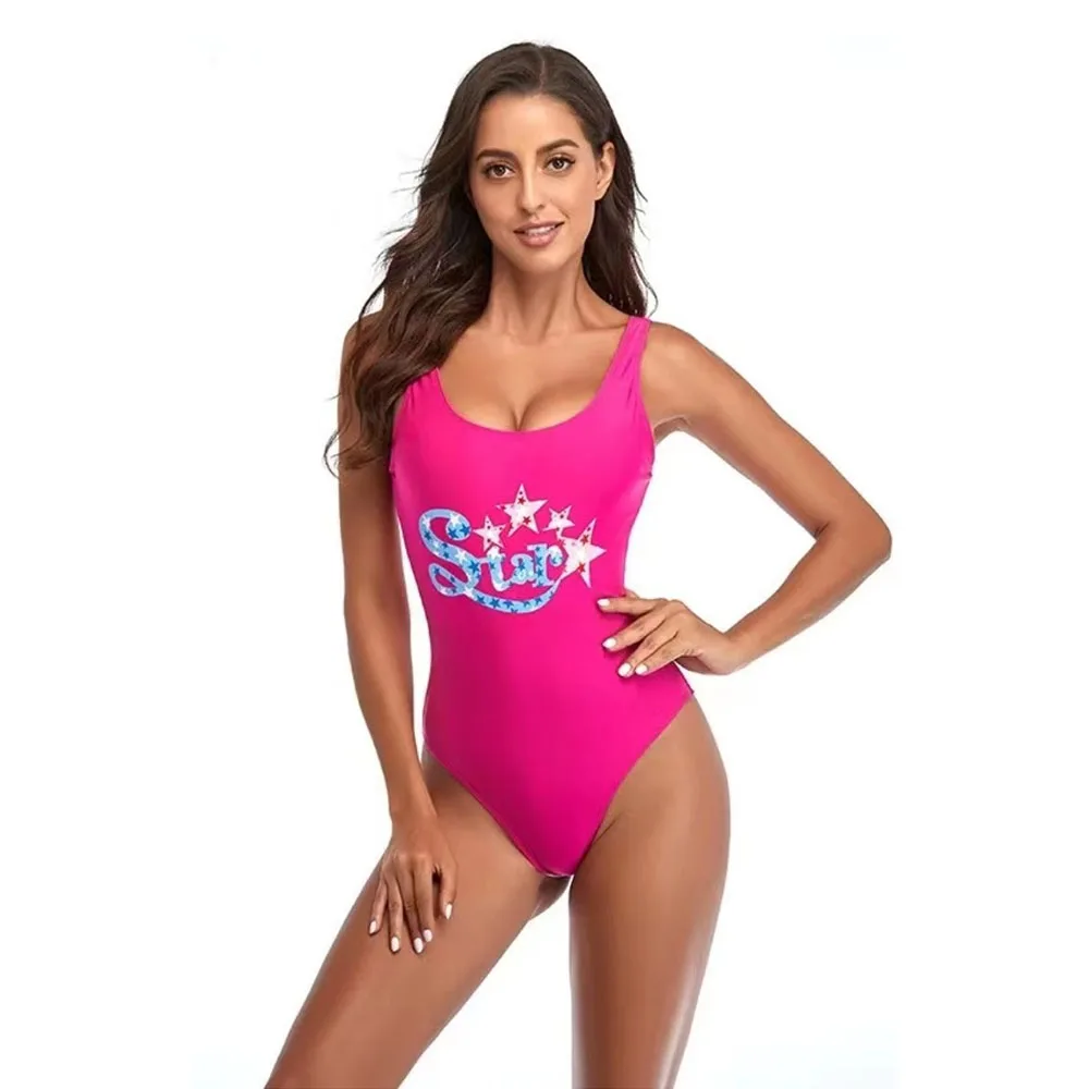 Women's Retro Scoop Neck Padded One Piece Swimsuits High Cut Low Back Bathing Suits Swimwear Bodysuit - Image 9