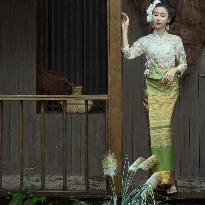 Thai Clothing Ethnic Style Elegant and Sweet Shirt Blouse Women's Clothing Travel Outfits Street Tube Skirts - Image 8