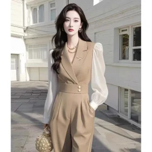 Ladies Solid Jumpsuit Women's Summer Rompers New Short-Sleeved Waist Was Thin Wide-Leg Pant Jumpsuit Green Drape Sweet