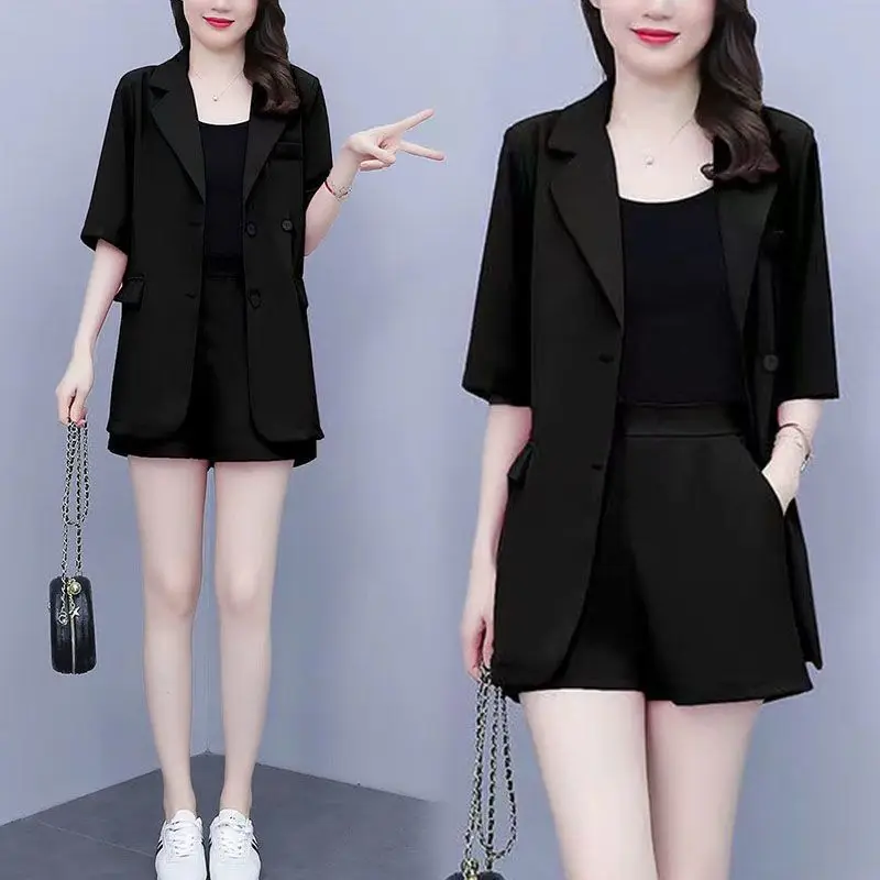 2026 Summer New Casual Blazer Shorts Two-piece Women's Fashion Business Wear Korean Elegant Suit Top Pants Set Female Clothing - Image 5