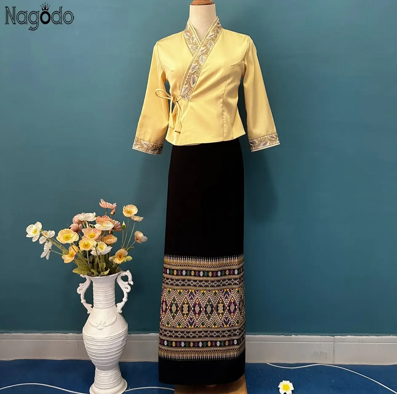 2025 Summer Traditional Dai Ethnic Thai Clothes Women's Blouse and Long Skirt Set for Daily Wear Traditional Vietnamese Dress - Image 5
