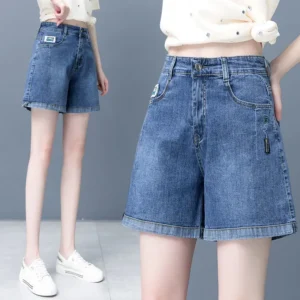 Denim Four-quarter Shorts Women New Summer Thin Loose Outer Wear A-line Wide-leg Pants High-waisted Slimming Five-quarter Pants